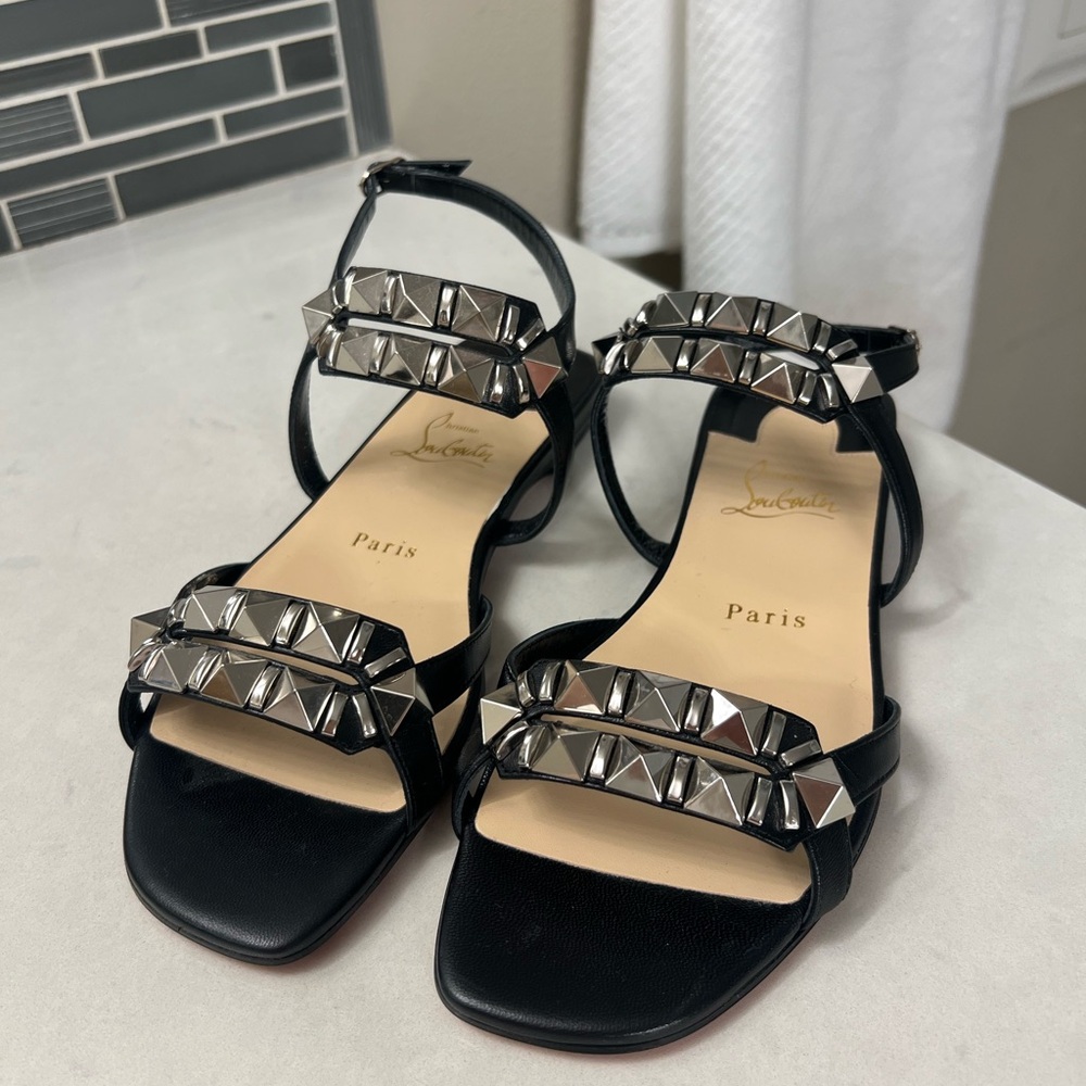 Christian Louboutin Black Sandals with Silver Studs